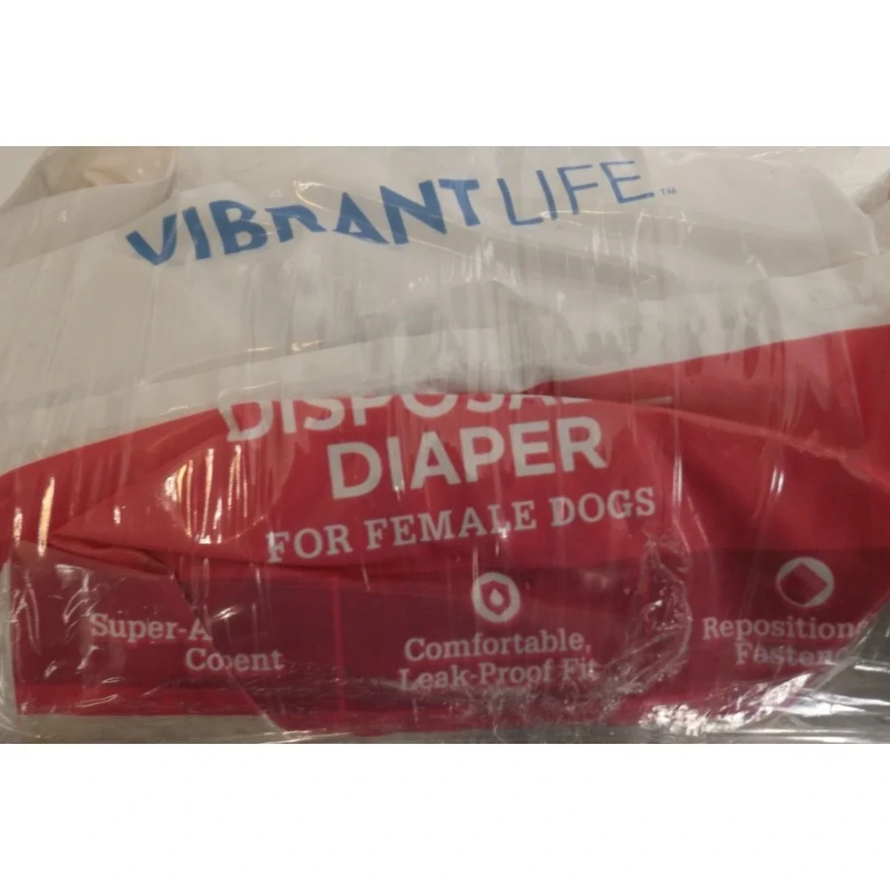 (2 pack) Vibrant Life Dog Diapers - Female Heat Dog size Lg - 12ct (opn package)